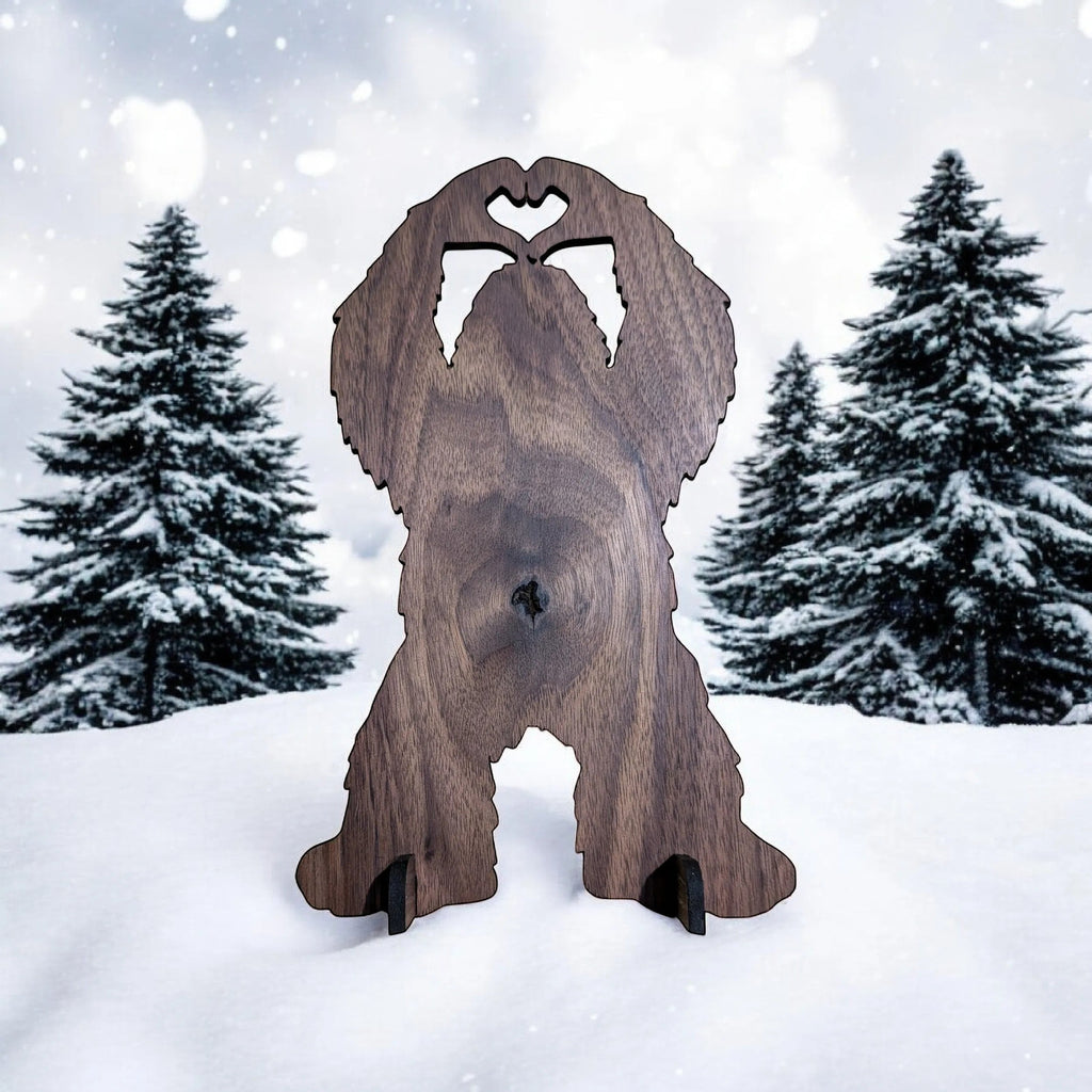 Dogman's Designs wooden pendulum board shaped like Bigfoot making a heart with its hands, 5-8 inches.